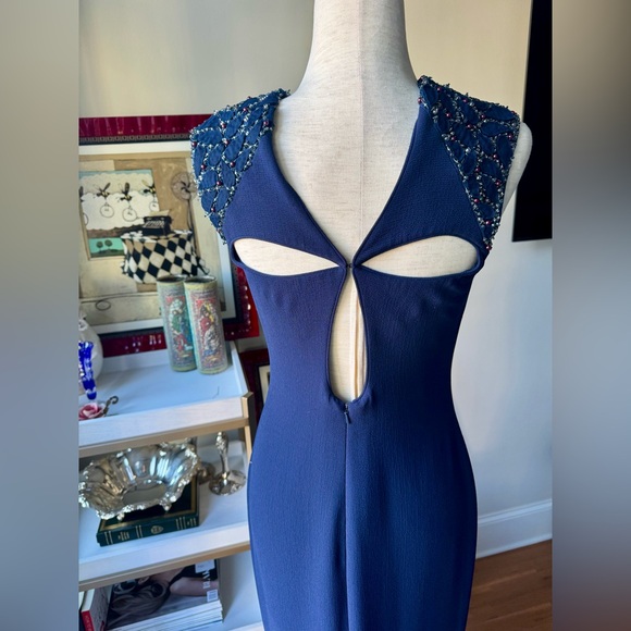 Badgley Mischka Navy Maxi Dress - Picture 7 of 10